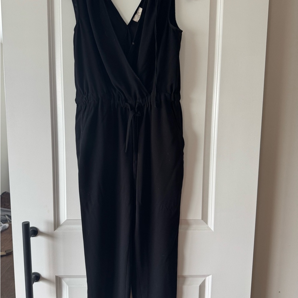 LOFT Black Jumpsuit with Elegant Draping